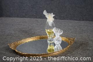 Dresser Beveled Mirror plus Perfume Bottles