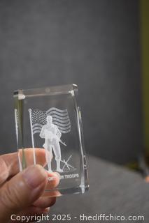 Laser Art "We Support our Troops" - 2in x 3in