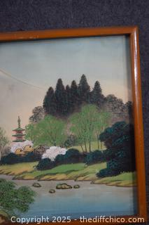 Framed Oriental Scene-Looks Original - 18in x 15in