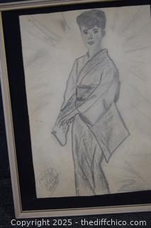 1965 Framed Pencil Drawing - 13in x 16in
