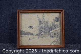 Framed - Looks Ink Sketching-11in x 9in 