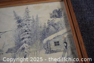 Framed - Looks Ink Sketching-11in x 9in 