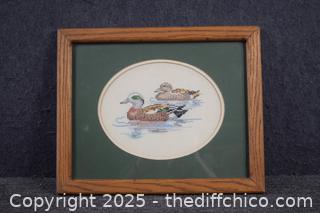 Framed Duck Needlepoint - 16in x 13in