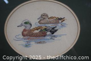 Framed Duck Needlepoint - 16in x 13in