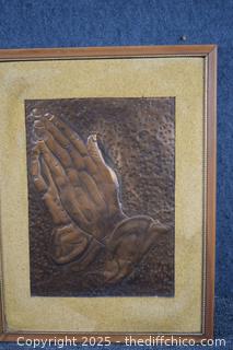Framed Copper Praying Hands