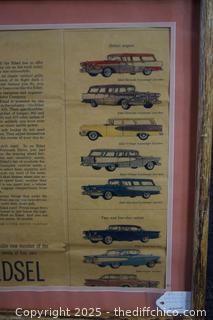Framed Edsel Advertisement-12in x 15in
