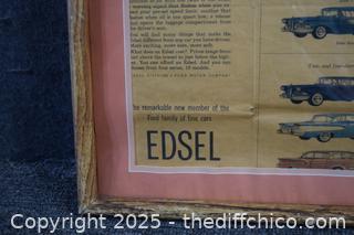 Framed Edsel Advertisement-12in x 15in