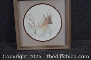 Framed Deer-13in x 13in