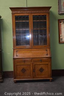 Vintage Oak Hutch/Secretary-52in x 20in x 94in - more info below