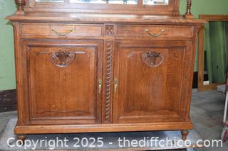Vintage 2 Piece French Oak Hutch-55 1/4in x 20 3/4in x 102 1/2-more info below
