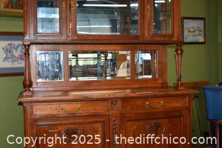 Vintage 2 Piece French Oak Hutch-55 1/4in x 20 3/4in x 102 1/2-more info below
