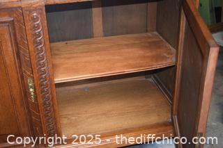Vintage 2 Piece French Oak Hutch-55 1/4in x 20 3/4in x 102 1/2-more info below