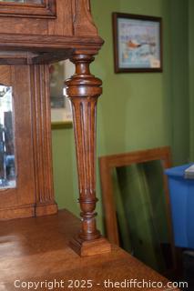 Vintage 2 Piece French Oak Hutch-55 1/4in x 20 3/4in x 102 1/2-more info below