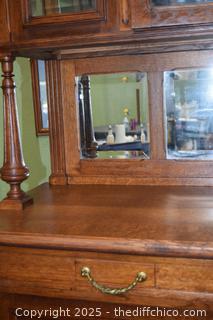 Vintage 2 Piece French Oak Hutch-55 1/4in x 20 3/4in x 102 1/2-more info below