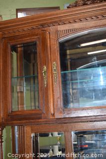 Vintage 2 Piece French Oak Hutch-55 1/4in x 20 3/4in x 102 1/2-more info below