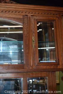 Vintage 2 Piece French Oak Hutch-55 1/4in x 20 3/4in x 102 1/2-more info below