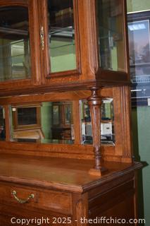 Vintage 2 Piece French Oak Hutch-55 1/4in x 20 3/4in x 102 1/2-more info below