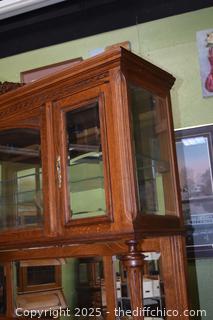 Vintage 2 Piece French Oak Hutch-55 1/4in x 20 3/4in x 102 1/2-more info below