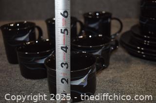 Setting for 4 Mikasa Galleria-Opus Black Dishes