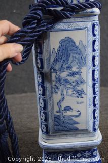 Blue and White Oriental Vase plus Stand