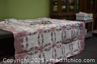 King Rose Wedding Ring Quilt plus 2 shams-100in x 92in