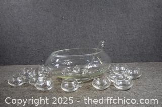 Punch Bowl, Ladle  plus 12 cups