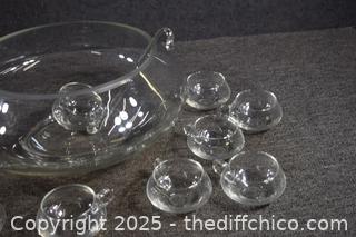 Punch Bowl, Ladle  plus 12 cups
