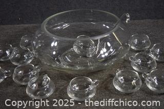 Punch Bowl, Ladle  plus 12 cups