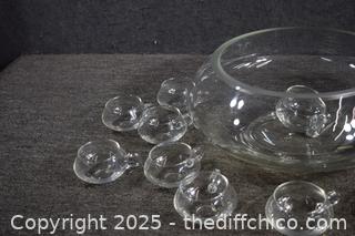 Punch Bowl, Ladle  plus 12 cups