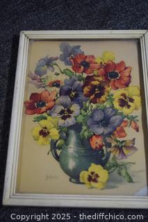 Framed Vintage Pansy's-7in x 9in