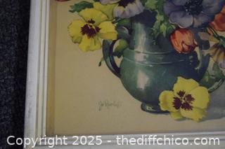 Framed Vintage Pansy's-7in x 9in