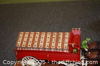 Vintage Budweiser Clydesdale  Wagon plus 8 Horses-36in x 5in x 6in