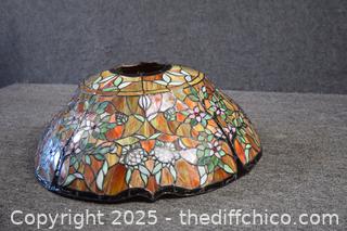 Damaged Stain Glass Lamp Shade-20in dia x 8in