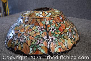 Damaged Stain Glass Lamp Shade-20in dia x 8in