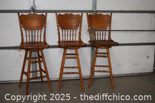 3 Swivel Bar Stools-18in x 16in x 48in