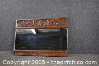 Vintage Framed Hand Craved Mirror-24in x 16in