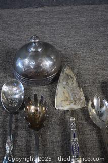 Plated Serving Tools-Some w/Blue Handles
