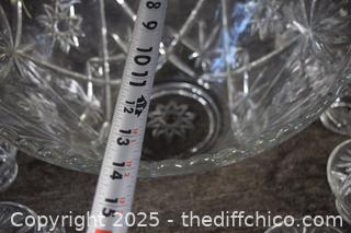 Glass Punch Bowl plus 8 Cups