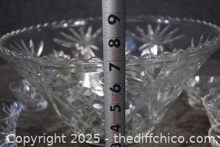 Glass Punch Bowl plus 8 Cups
