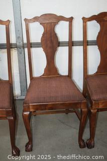 4 Vintage Oak Chairs w/carved feet-19in x 20in x 39in-18in up to seat