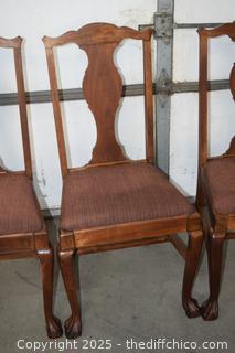 4 Vintage Oak Chairs w/carved feet-19in x 20in x 39in-18in up to seat