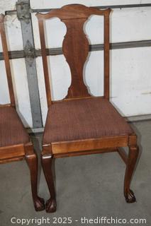 4 Vintage Oak Chairs w/carved feet-19in x 20in x 39in-18in up to seat
