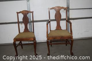 2 Vintage Oak Chairs-more info below