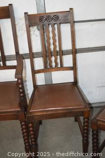 6 Vintage Oak Chairs-more info below