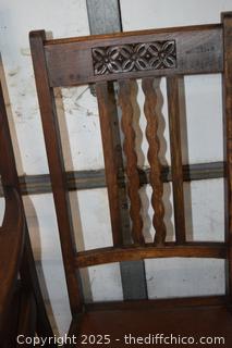 6 Vintage Oak Chairs-more info below