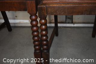 6 Vintage Oak Chairs-more info below