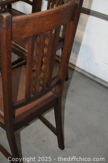 6 Vintage Oak Chairs-more info below