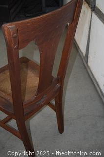 Oak Chair with Leather Seat and Carved Feet-18in x 18in x 39in