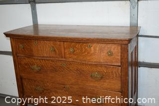 Vintage Quarter Saw Oak 4 Drawer Dresser-45in x 21in x 32in