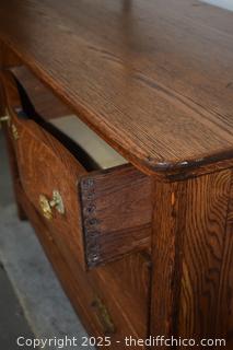 Vintage Quarter Saw Oak 4 Drawer Dresser-45in x 21in x 32in